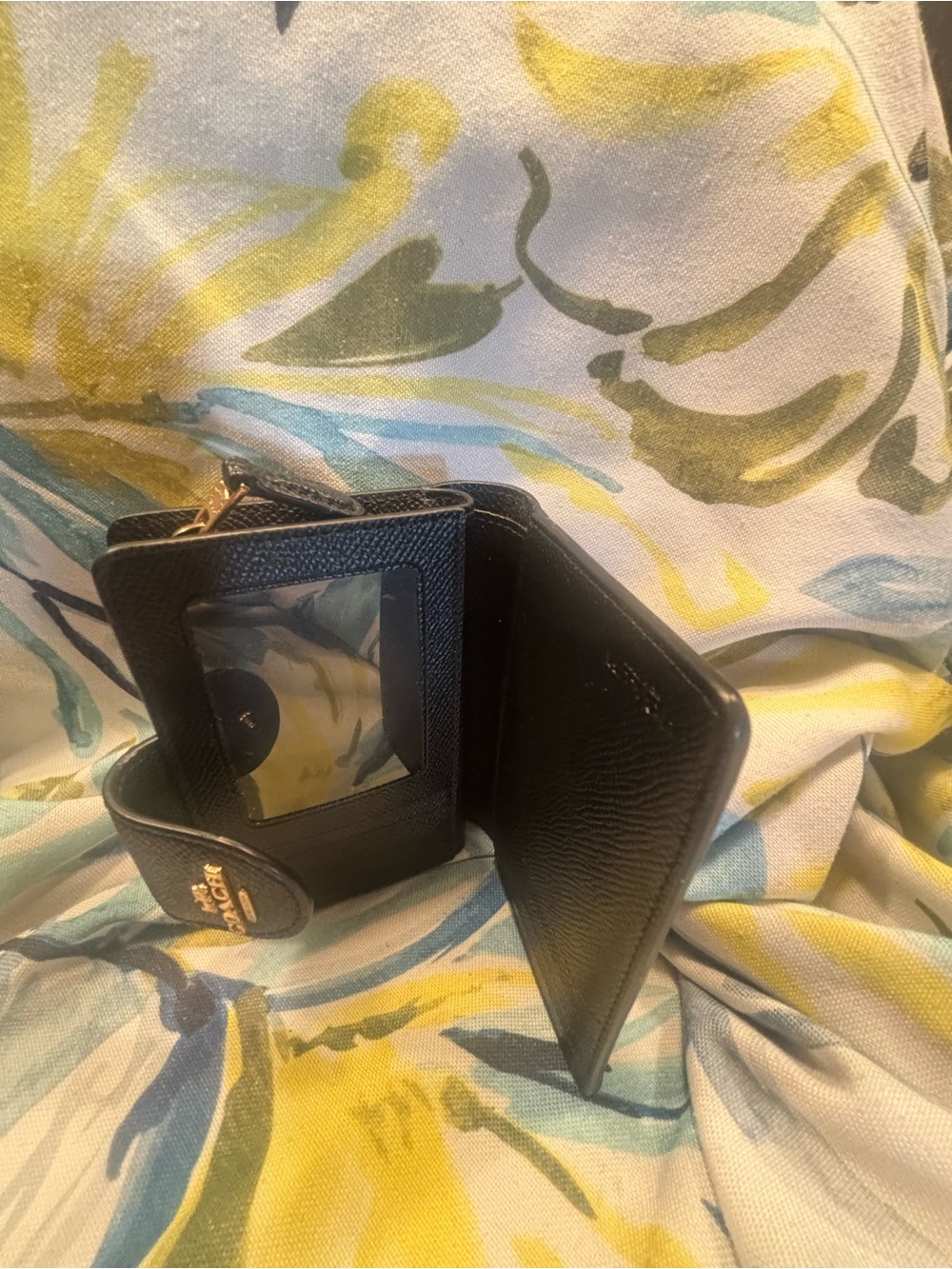 Coach Black Saffiano Wallet with Gold Logo - Picture 2 of 3
